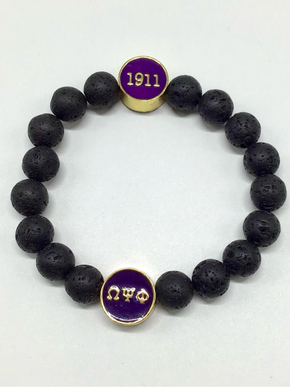Omega Psi Phi Lava Rock Beaded Bracelet